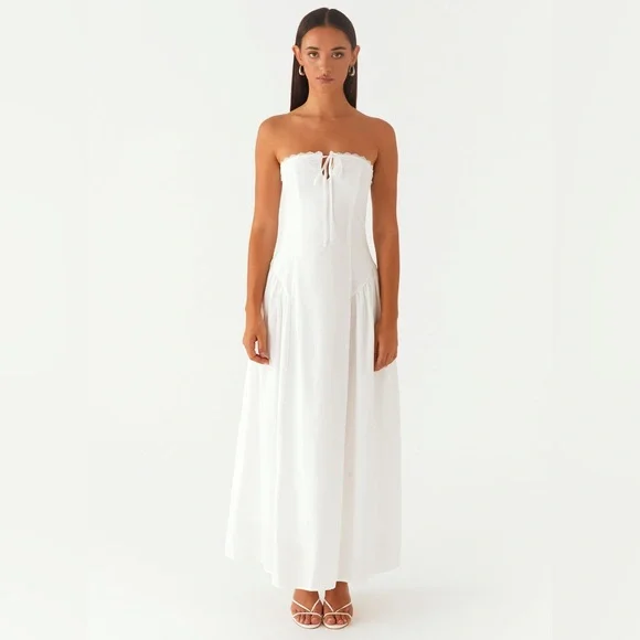 Peppermayo Elegant White Strapless Maxi Dress - Picture 1 of 6